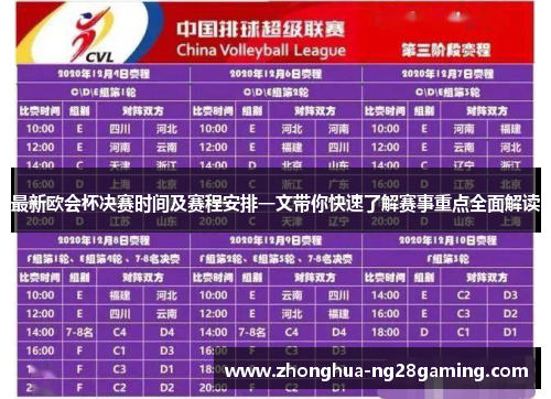 最新欧会杯决赛时间及赛程安排一文带你快速了解赛事重点全面解读 最新欧会杯决赛时间及赛程安排一文带你快速了解赛事重点全面解读